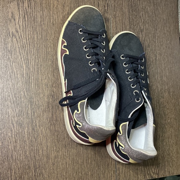 Isabel Marant Black PlumTaupe Lace Up Canvas Fashion Sneakers Size 38 - Picture 3 of 12